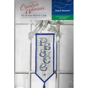 Creative Woman Kit of the Month Peace Banner Kit # CWC91 Cross-Stitch Lavender